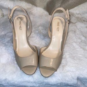 Nine West Cream Peep Toe Heels